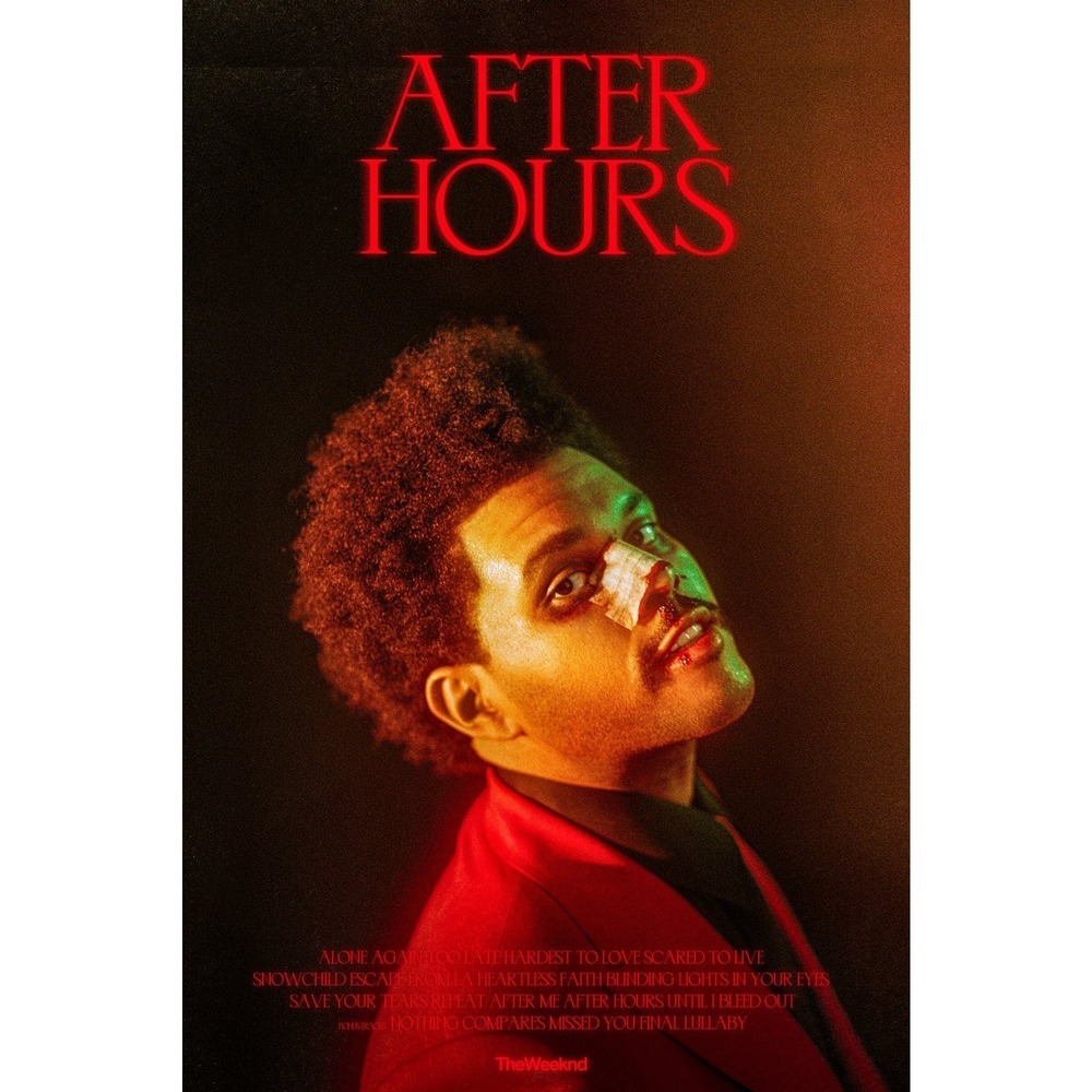 The Weeknd 'After Hours Tracklist' Poster
